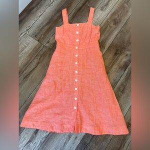 Talbots Coral Button-Down Linen-Blend Midi Dress